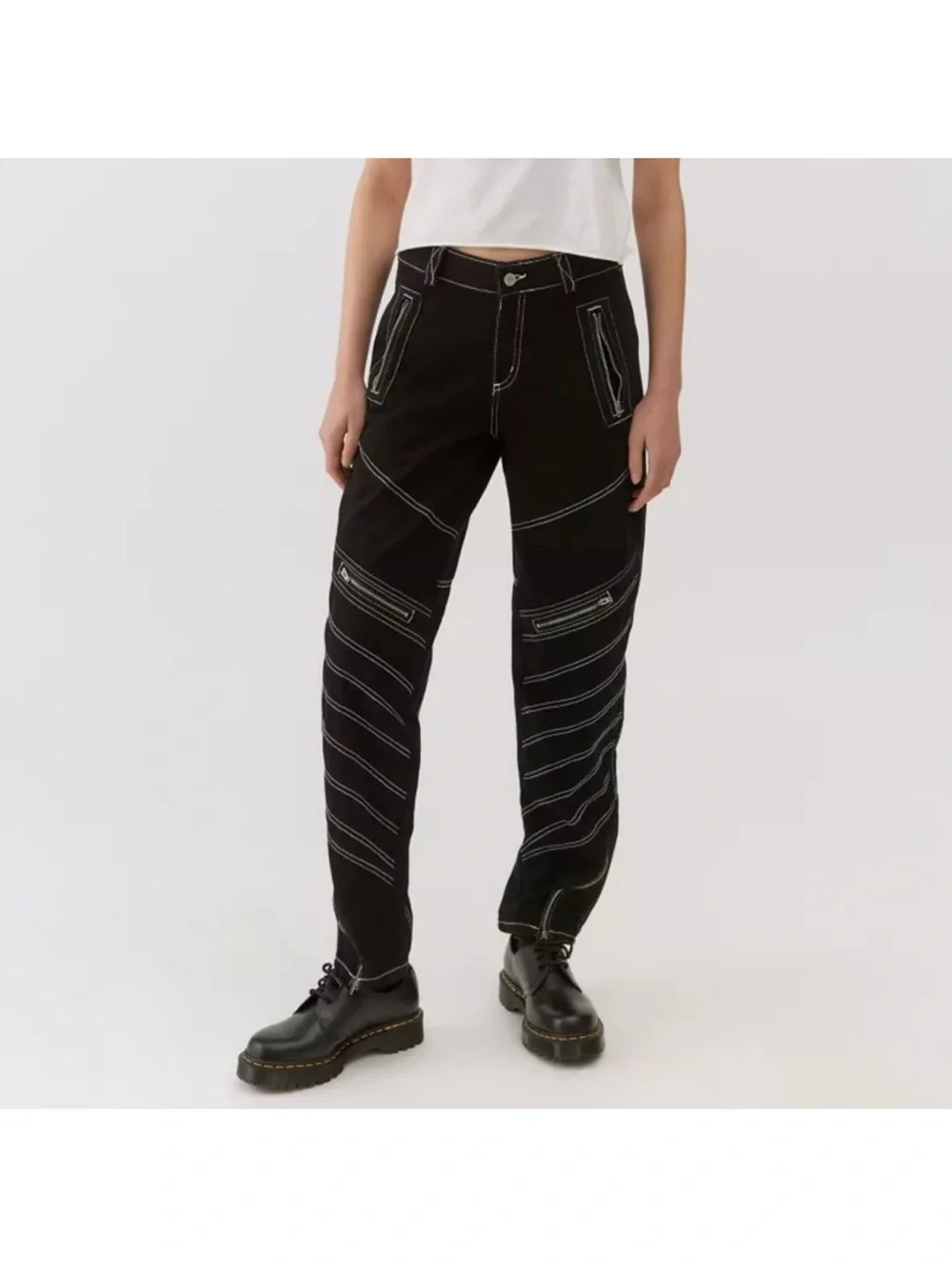 BDG Black Pants with White Contrast Stitching Detail